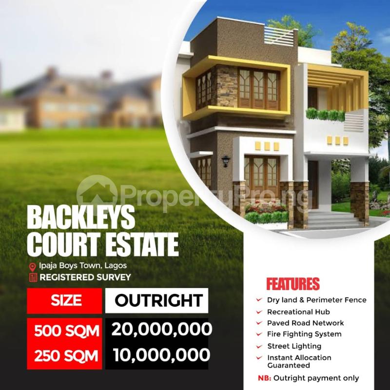 Land for sale Backlays Court, Ipaja Boys Town Boys Town Ipaja Lagos