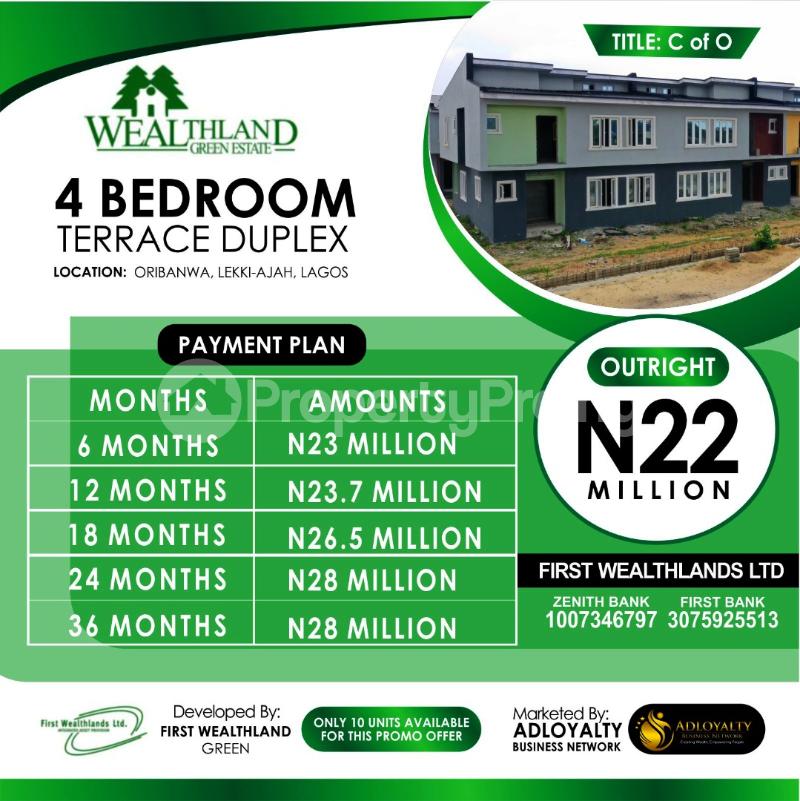 4 bedroom House for sale Wealthland Green Estate Origanrigan Ibeju-Lekki Lagos