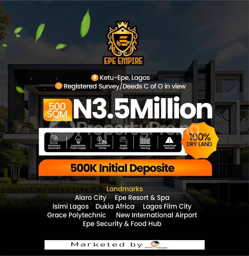 Land for sale Epe Empire Close To Alaro City And Epe Resort & Spa Igbodu Security Base Epe Road Epe Lagos
