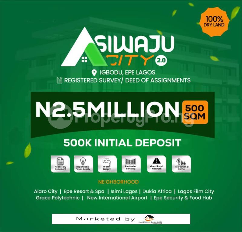 Land for sale Asiwaju City 2.0 Close To Grace Polytechnic And Lagos Food Logisti5 Epe Road Epe Lagos