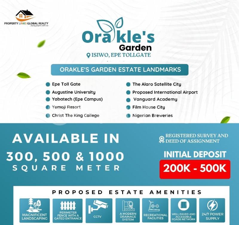 Land for sale Orakle's Garden Estate In Isiwo Epe Tollgate Expressway Ijebu Ode Close To International Airport And Alaro City Nigeria Breweries Epe Lagos
