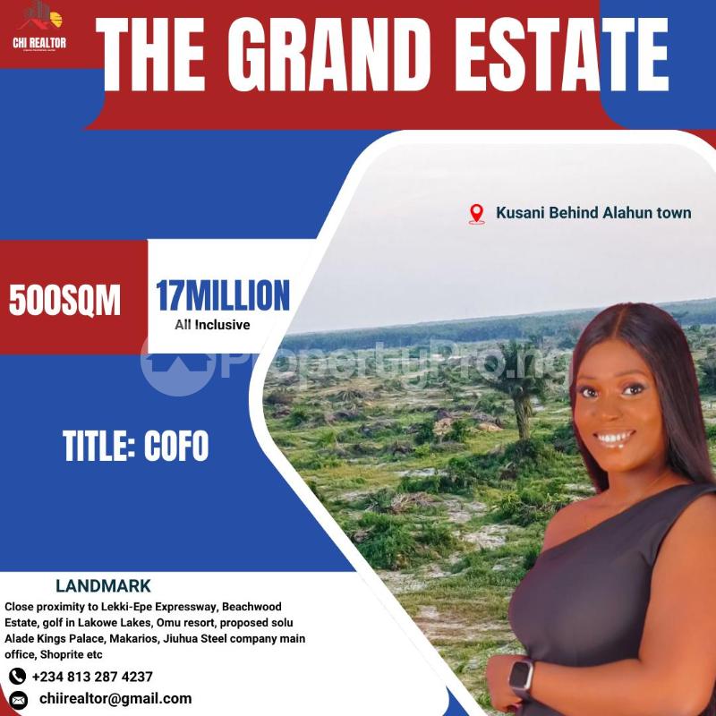 Land for sale Kusanu Behind Alahun Town/ The Grand Estate/lose Proximity To Lekki Epe Expressway Ibeju-Lekki Lagos