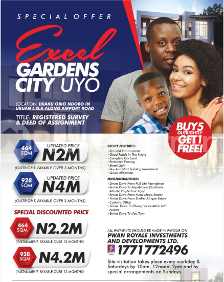 Land for sale Off Airport Road, Ibiaku Obio Ndobo, Okpoto In Uruan L.g.a Uyo Akwa Ibom