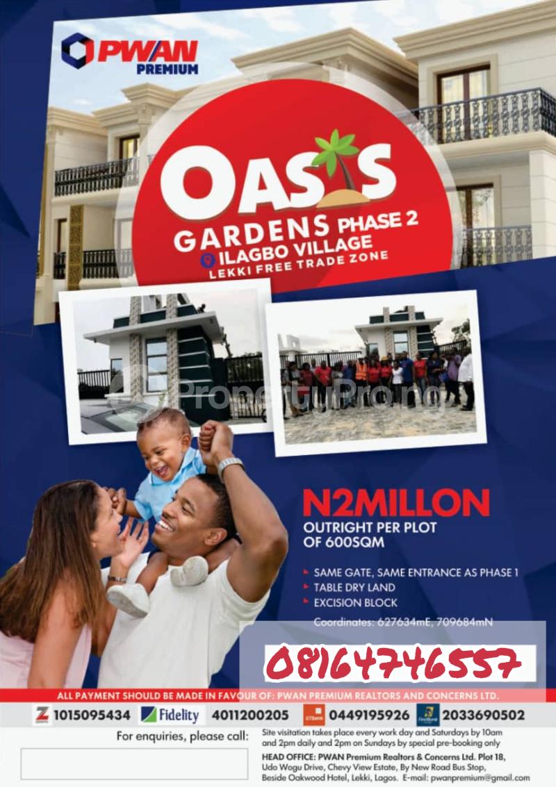 Land for sale Oasis Gardens Phase 2 Ilagbo Town Off Ibeju Lekki Coastal/free Trade Zone Ibeju Lekki Lagos Free Trade Zone Ibeju-Lekki Lagos
