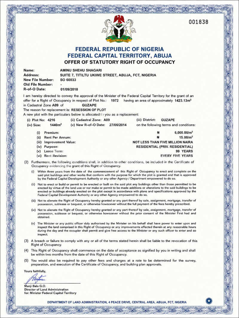 Land for sale Guzape Abuja