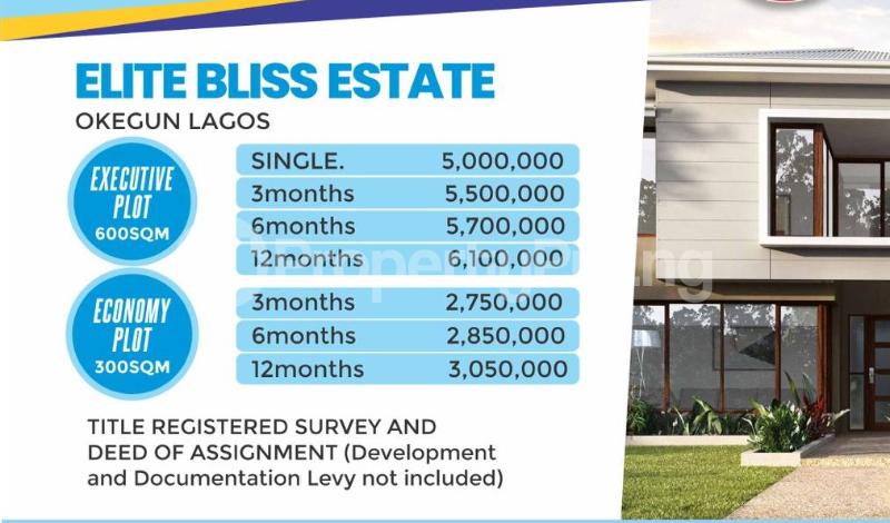 Land for sale Okegun/ Elite Bliss Estate ,near Lekki Deep Sea Port Free Trade Zone Ibeju-Lekki Lagos