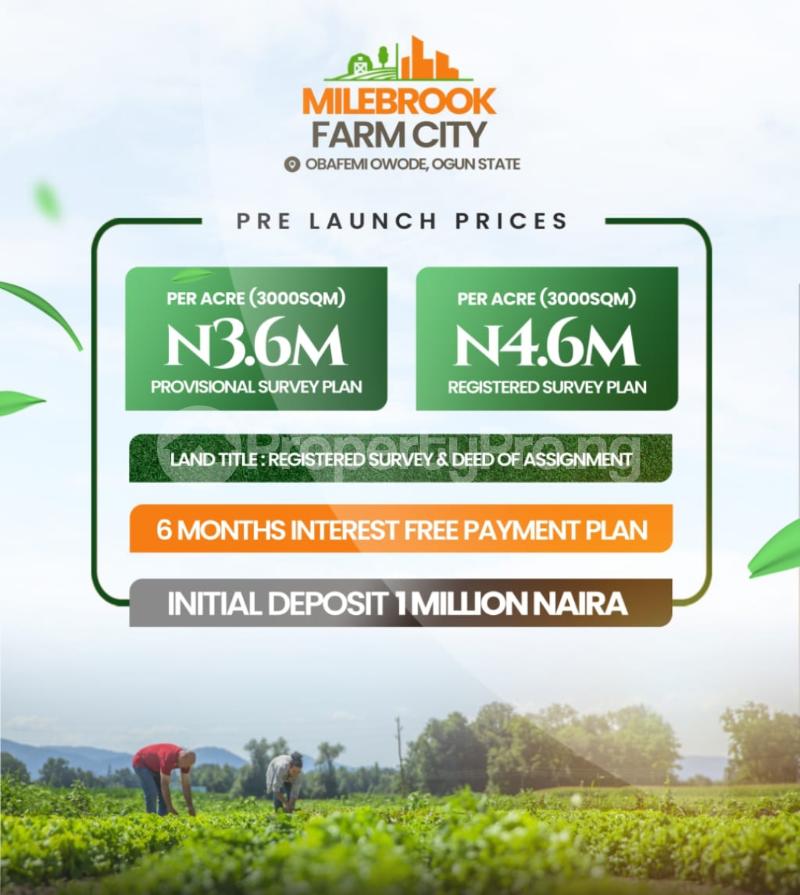Land for sale Asipa/ Milebrook Farm Plot/ Obafemi Owode Ogun - 0