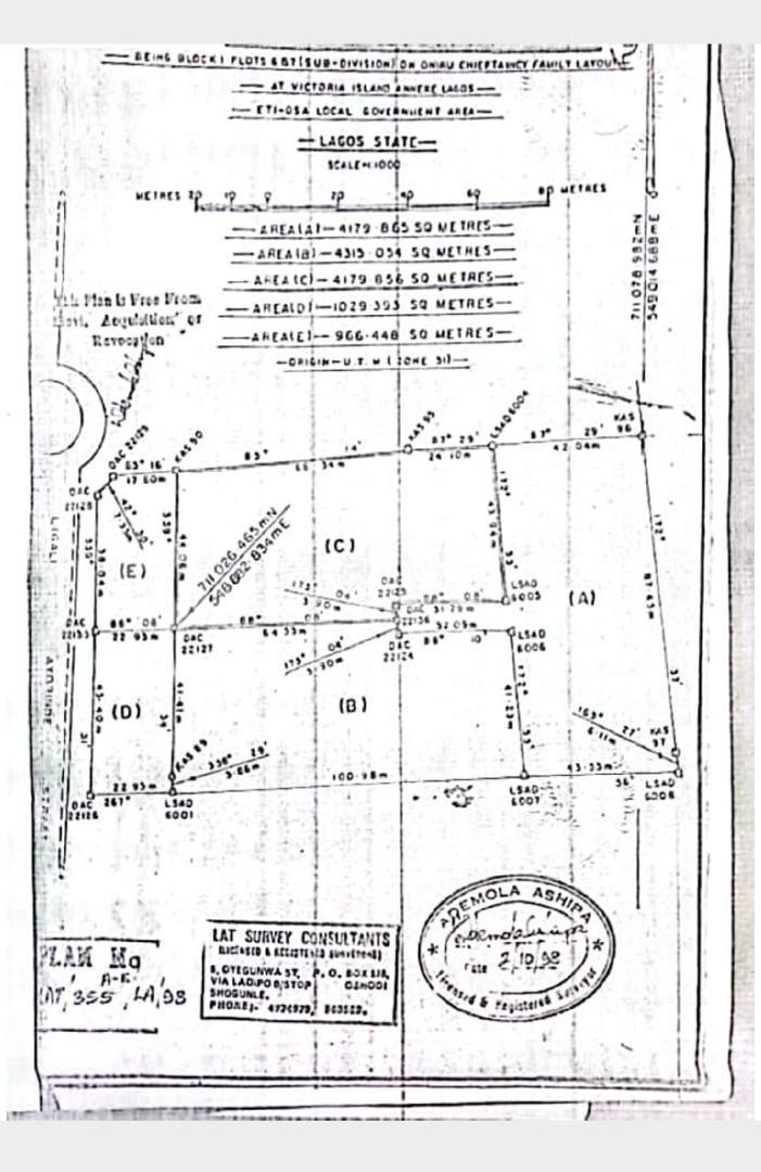 Land for sale  Ligali Ayorinde Victoria Island Lagos