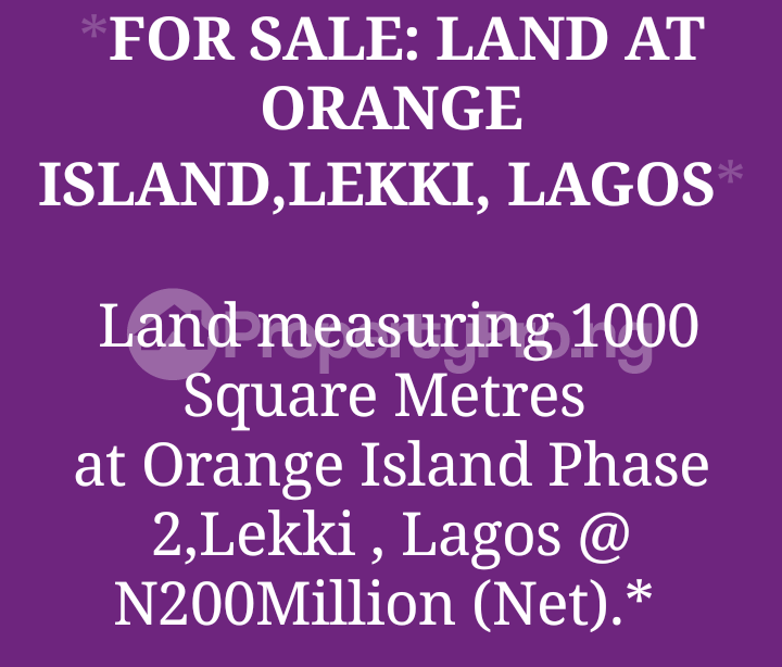 Land for sale Orange Island, Phase 2 Lekki Lagos