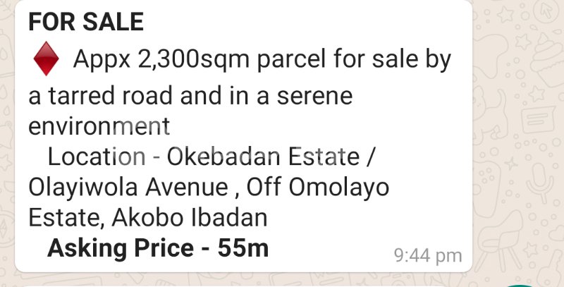 Land for sale Oke Badan Estate, Off Omolayo Akobo Ibadan Oyo