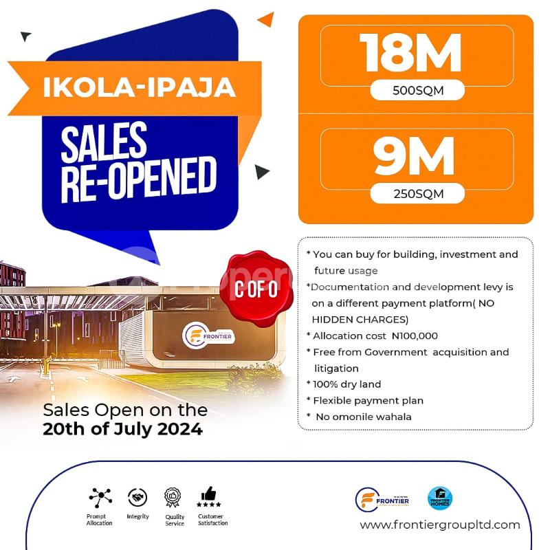 Land for sale Frontier Homes Estate, Behind Obasanjo Farms Ipaja Ipaja Lagos