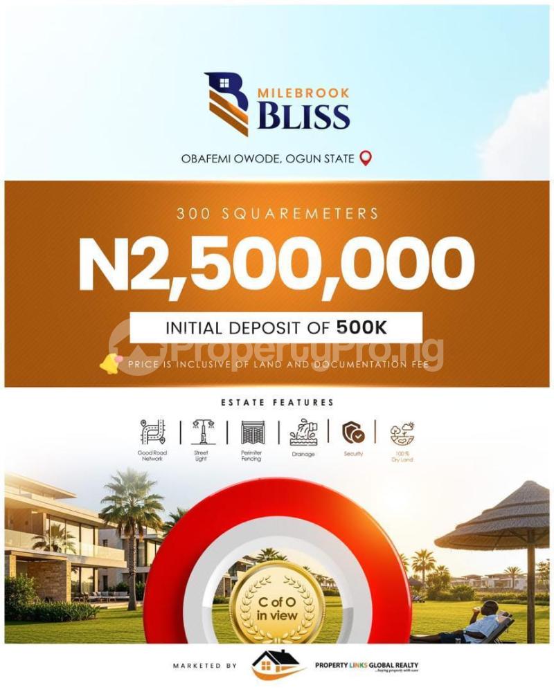 Land for sale Milebrook Bliss Estate Located At Few Minutes From Buhari Estate, Obafemi Owode Ogun