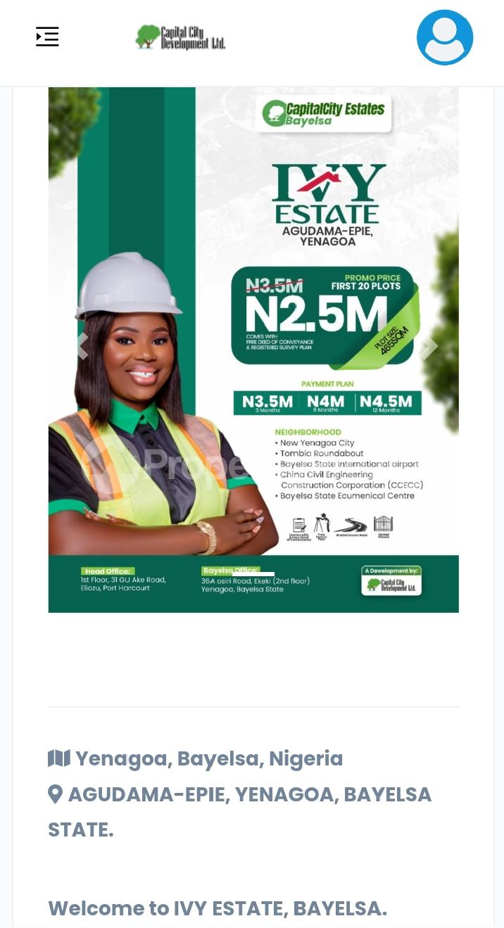 Land for sale Yenegoa Bayelsa