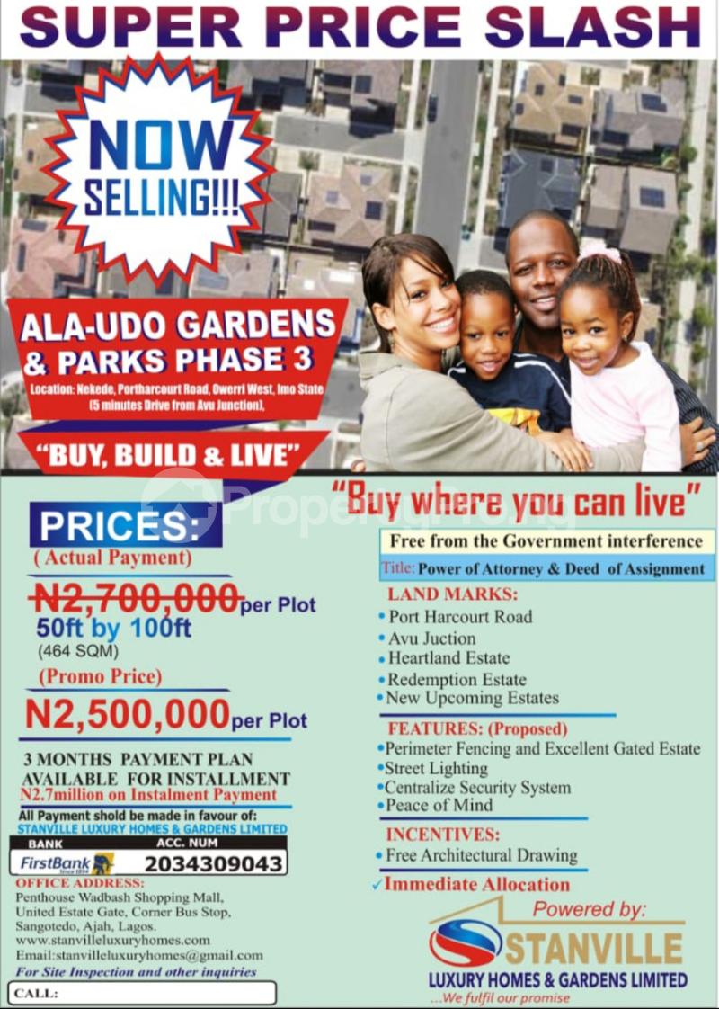 Land for sale Alaudo Gardens Phz 3, Ph Rd, Owerri Owerri Imo