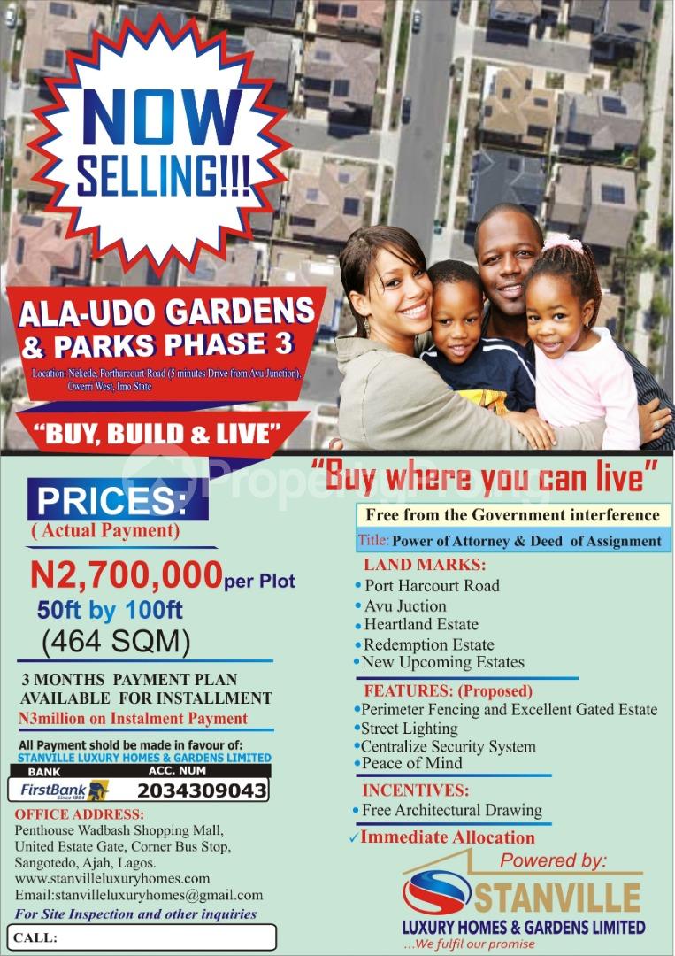 Land for sale Alaudo Luxury Gardens Phz 3, Nekede Owerri Imo