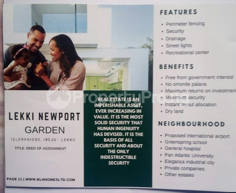 Land for sale By New Lekki Airport Eleranigbe Ibeju-Lekki Lagos