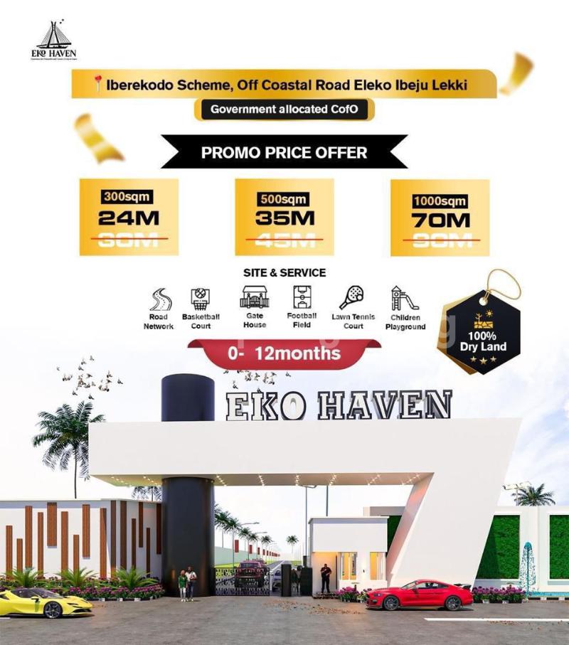 Land for sale Along Lagos Calabar Coastal Road/eko Haven Estate/eleko, Eleko Ibeju-Lekki Lagos