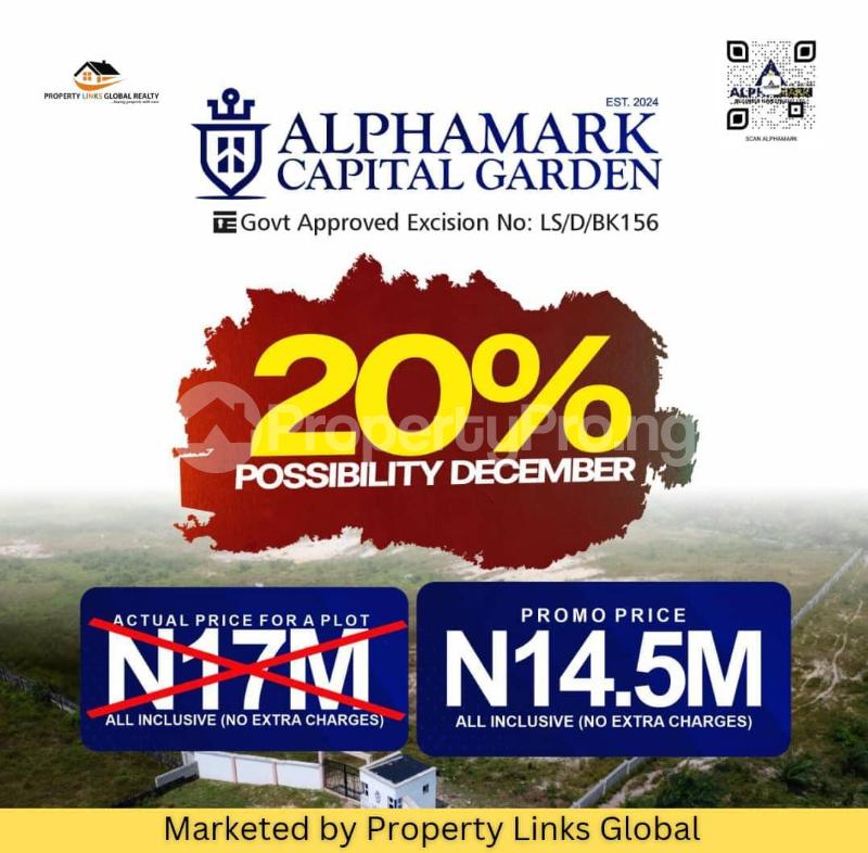 Land for sale Alphamark Capital Garden Close To Sea Port & Atlantic University, Alaro City Eleko Junction Ibeju-Lekki Lagos