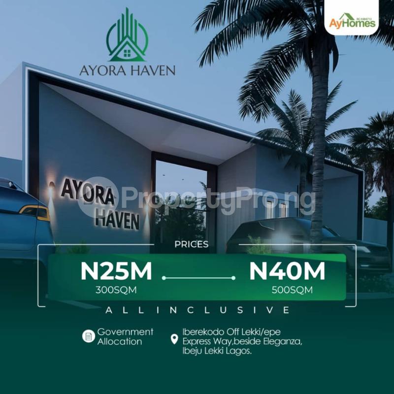 Land for sale Ayora Haven Is Behind Eleganza Close To International Airport And Atlantic University Iberekodo Ibeju-Lekki Lagos