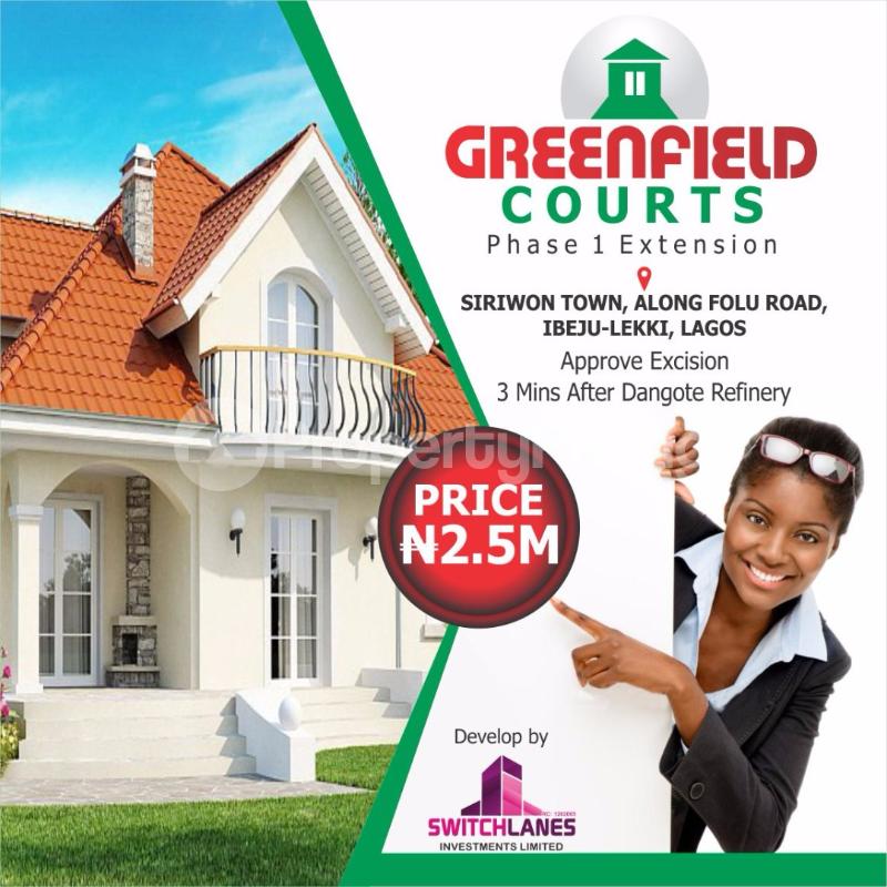 Land for sale Siriwon Town, Along Folu Road, Ibeju Lekki L(3 Minutes After Dangote Refinery). Free Trade Zone Ibeju-Lekki Lagos