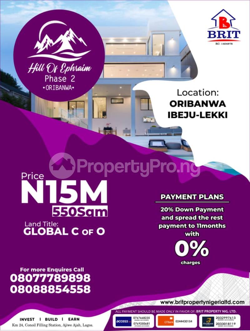 Land for sale   Lakowe Ajah Lagos
