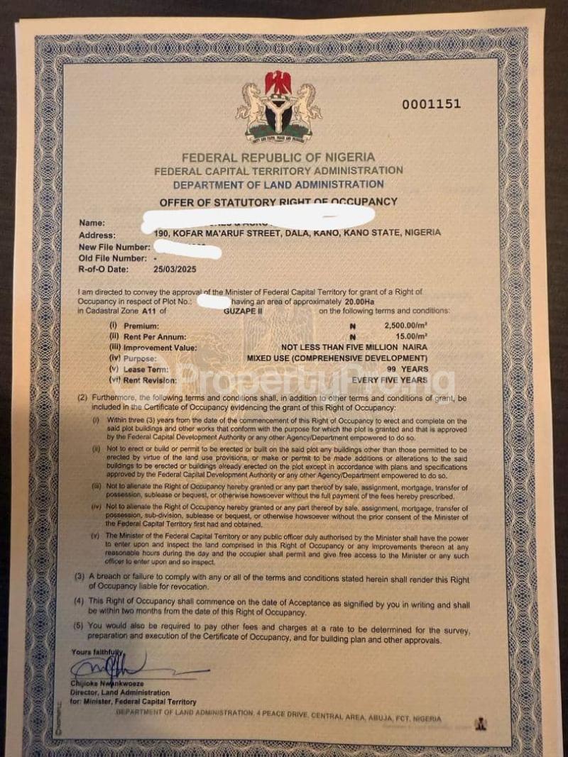 Land for sale  Guzape Abuja - 0