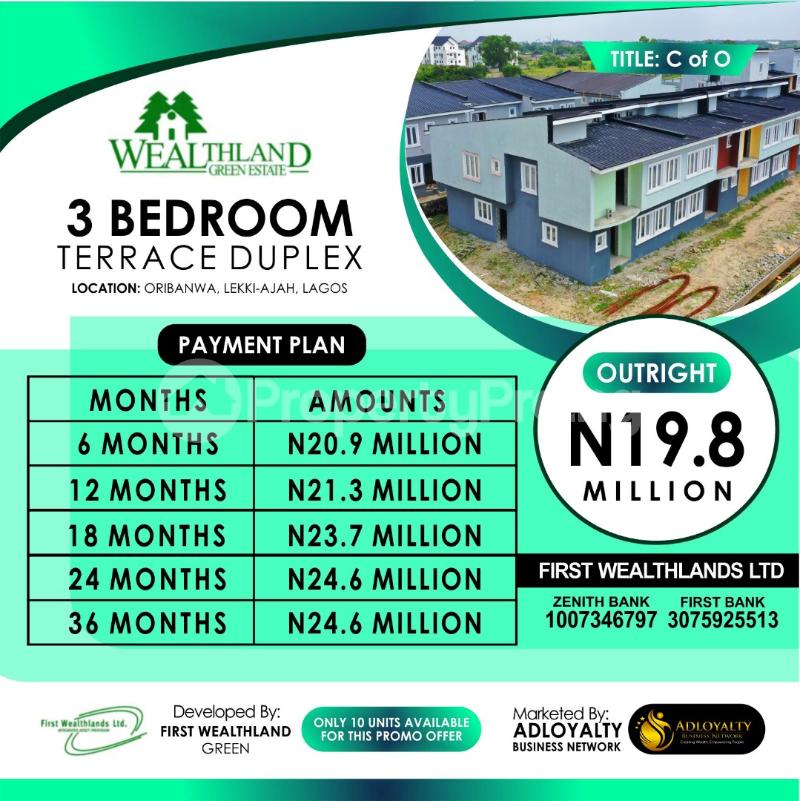 3 bedroom House for sale Wealthland Green Estate Oribanwa Ibeju-Lekki Lagos