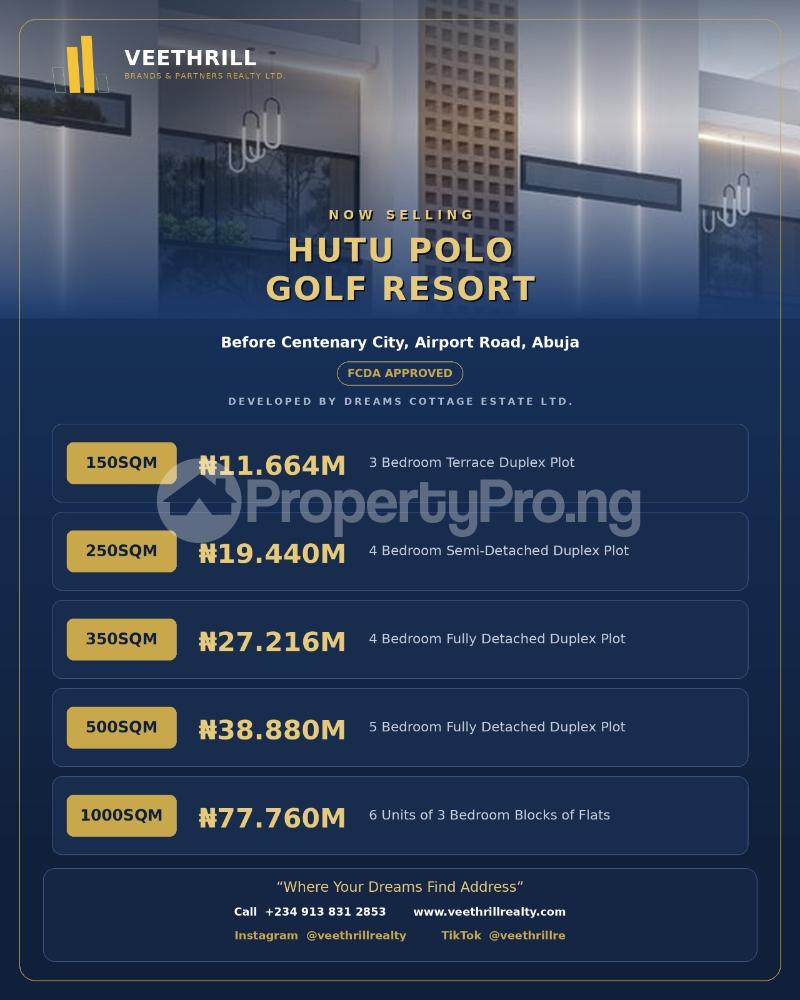 3 bedroom Land for sale Hutu Golf Resort Lugbe Abuja