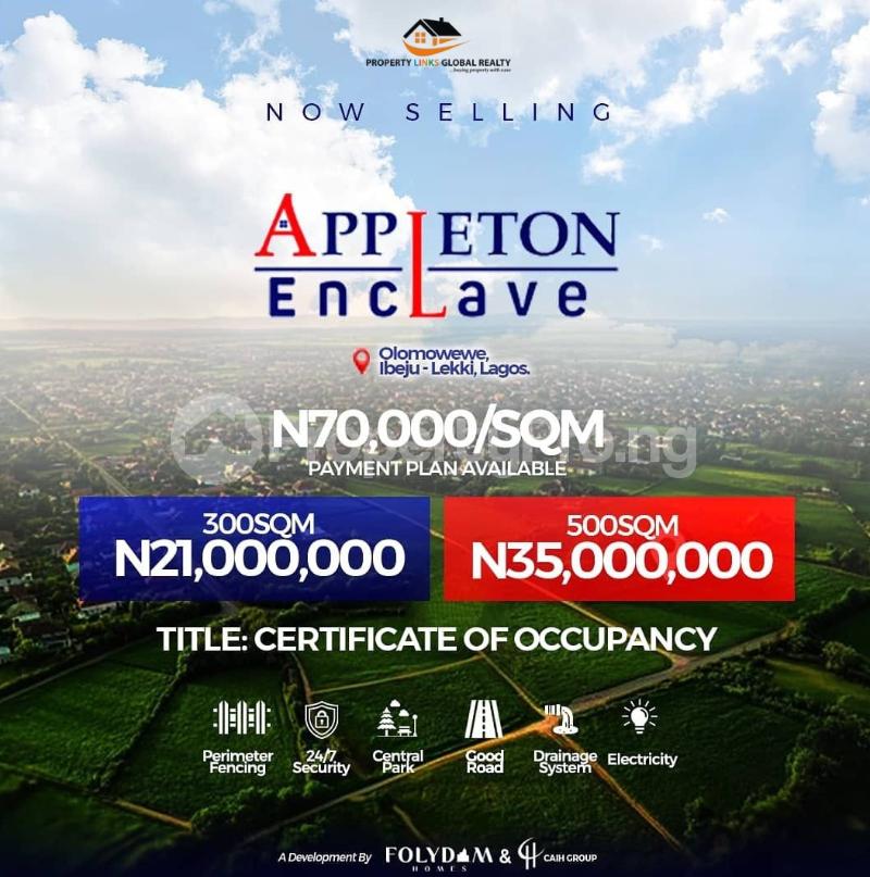 Land for sale Appleton Estate In Ibeju Lekki Residential And Commercial Homes Very Close To International Airport And Atlantic University Lekki Free Trade Zone Eluju Ibeju-Lekki Lagos