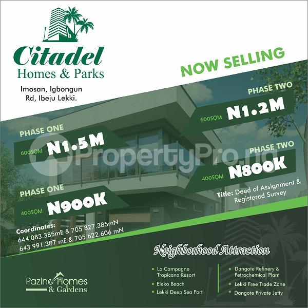 Land for sale Citadel Homes And Parks Imosan Igbongun Road Ibeju Lekki Akodo Ise Ibeju-Lekki Lagos