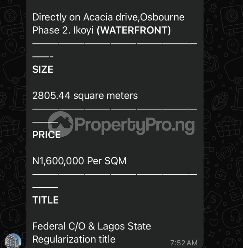 Land for sale Phase 11 Osborne Foreshore Estate Ikoyi Lagos