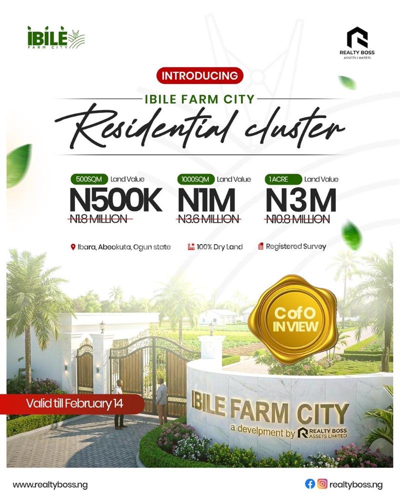 Land for sale Ibile Farm City, Abeokuta Ogun