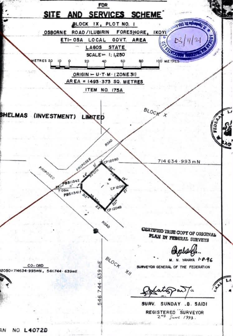 Land for sale Osborn Foreshore Phase 1 Ikoyi Lagos