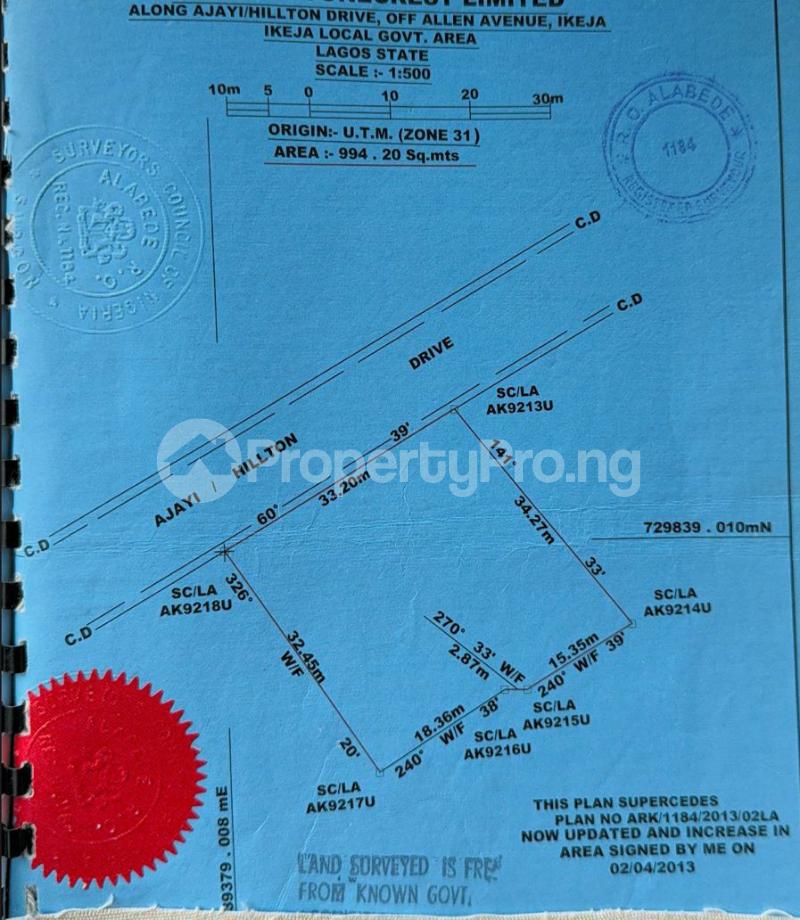 Land for sale Allen Avenue Ikeja Lagos