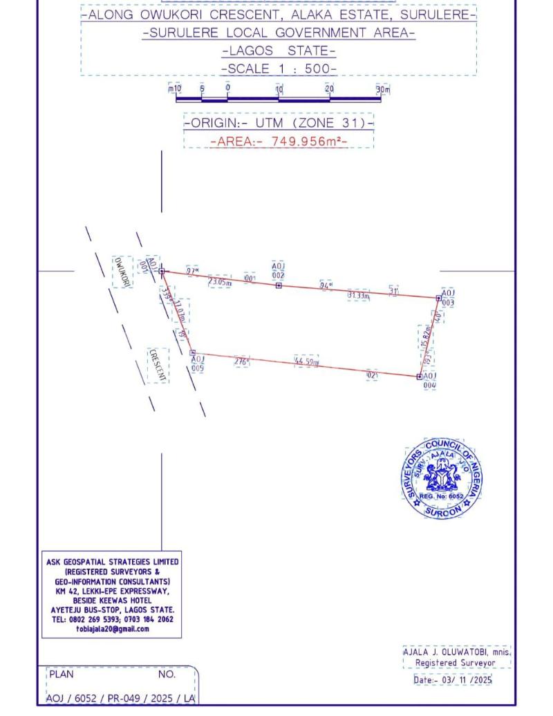 Land for sale Alaka Estate Surulere Lagos