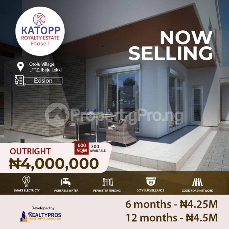 Land for sale Katopp Royalty Estate Phase 1 Otolu By Lekki Free Trade Zone, Ibeju Lekki Lagos. Free Trade Zone Ibeju-Lekki Lagos
