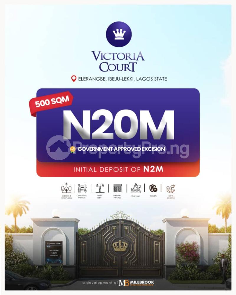 Land for sale Victoria Court Elerangbe Close To International Airport Pan Atlantic University Lekki Free Trade Zone Eleranigbe Ibeju-Lekki Lagos - 0