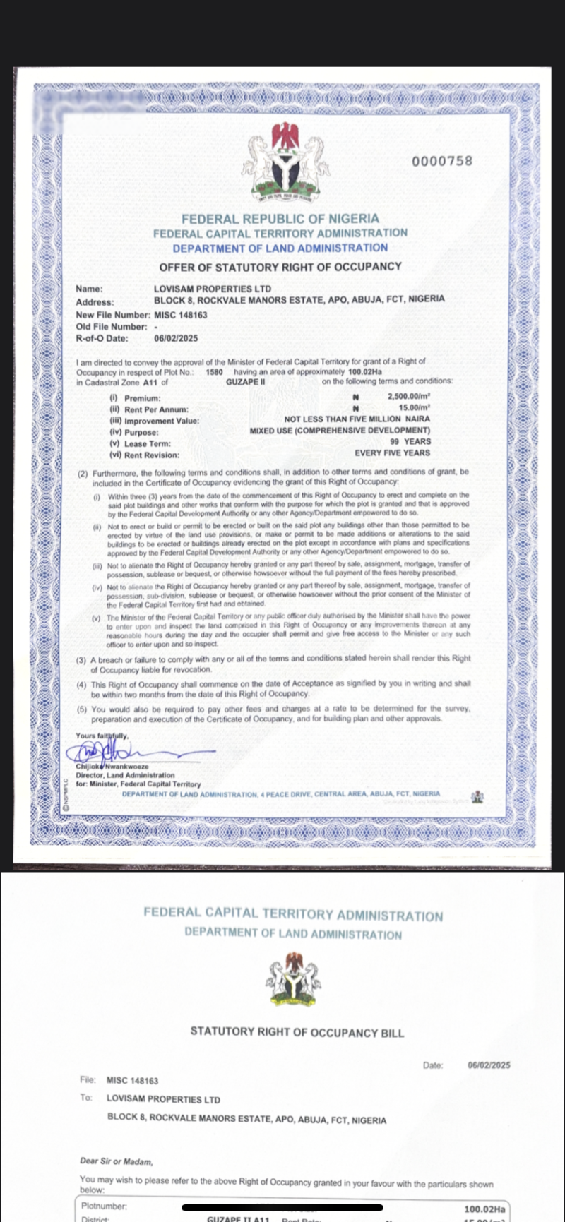 Land for sale Guzape Abuja