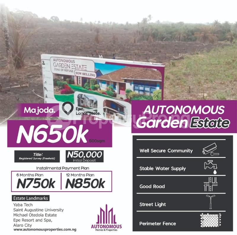 Land for sale Autonomous Garden Estate, Odogbawojo, Majoda Epe Lagos - 0