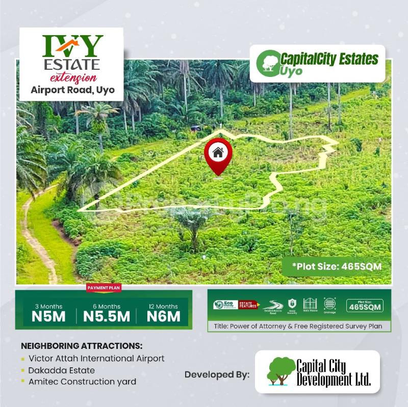 Land for sale Ekpene Ukim In Uruan Lga/ Ivy Estate Uyo/ 4min To The Airport Uyo Akwa Ibom