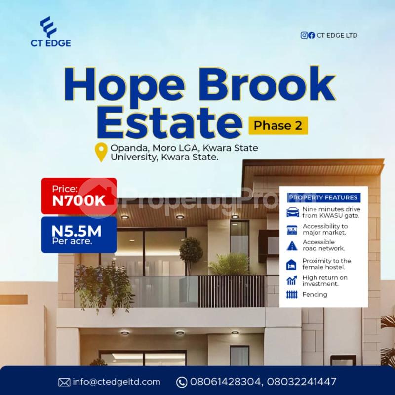 Land for sale Opanda, Kwara State University, Malete. Moro Kwara