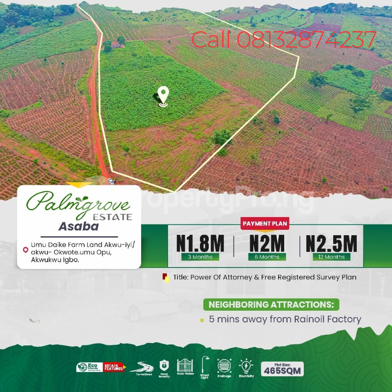 Land for sale Umu Daike Farm Land/ Palmgroove Estate/ Rainoil Factory Asaba Delta
