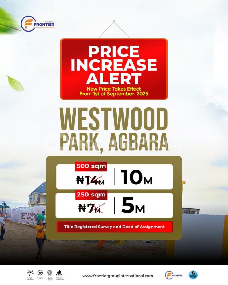 Land for sale Westwood Park Estate. Frontier Homes, Agbara (ibiye) Agbara Agbara-Igbesa Ogun