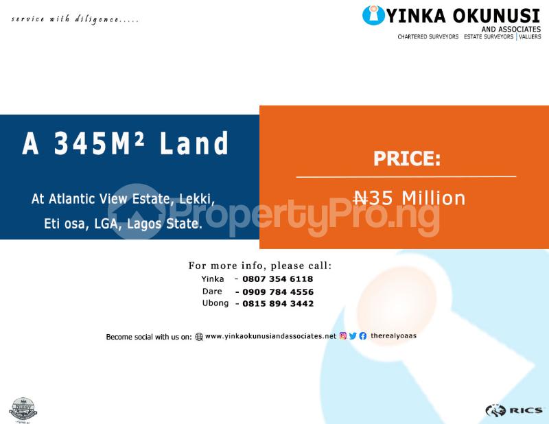 1 bedroom Land for sale At Atlantic View Estate, Lekki, Eti Osa, Lga Lekki Lagos