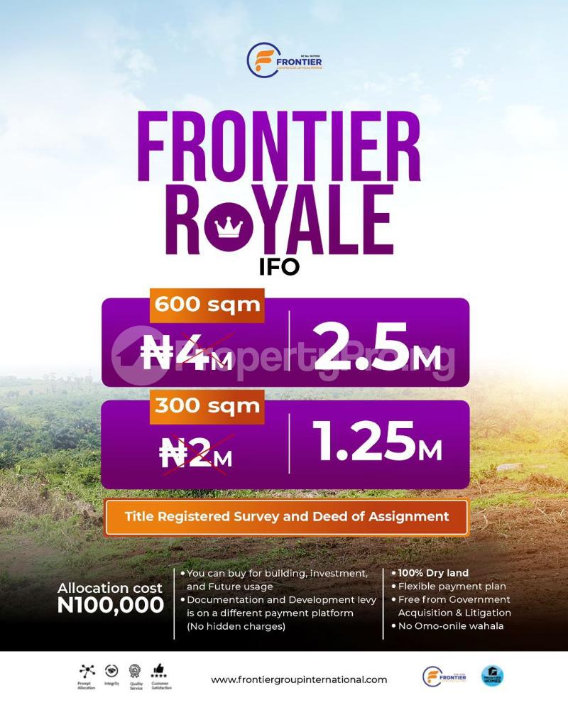 Land for sale Frontier Royale Estate, Ekundayo Power Line, Ifo Ifo Ogun