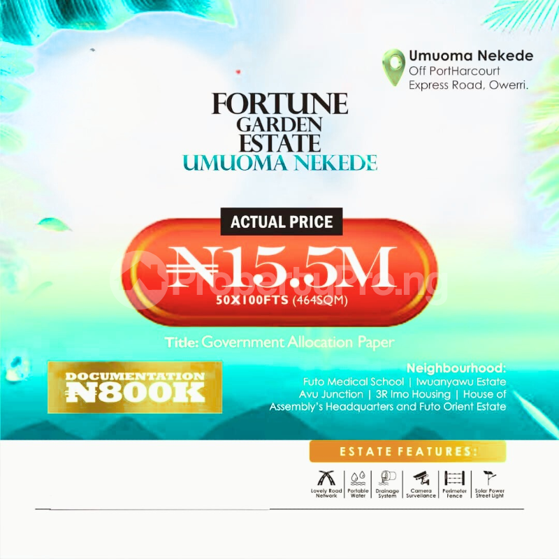 Land for sale Umuoma Nekede/fortune Garden Estate/off Port Harcourt Road Owerri Imo - 0