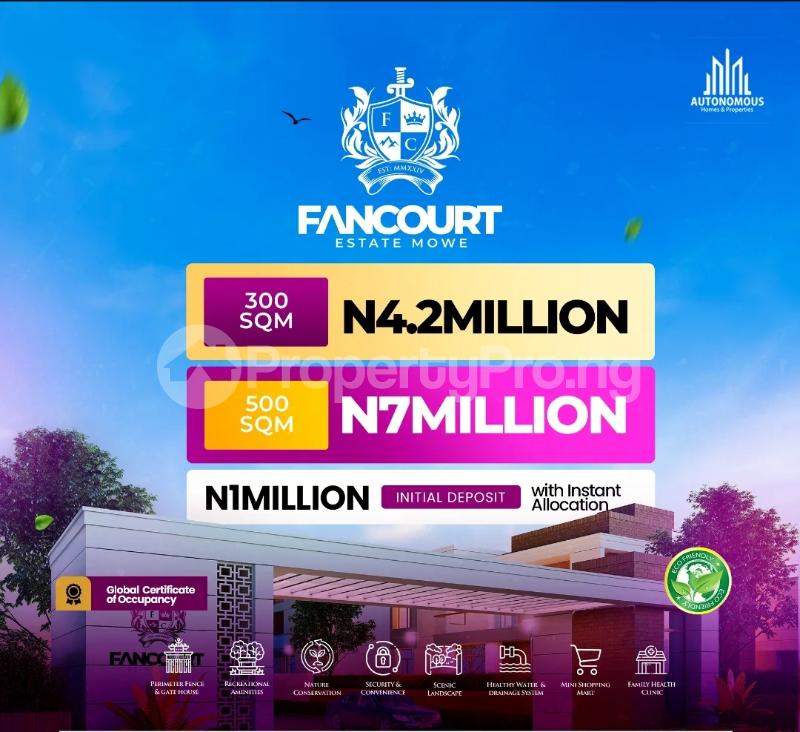 Land for sale Mowe/ Fancourt Estate/ Inside Masters Golden City Estate. Mowe Obafemi Owode Ogun