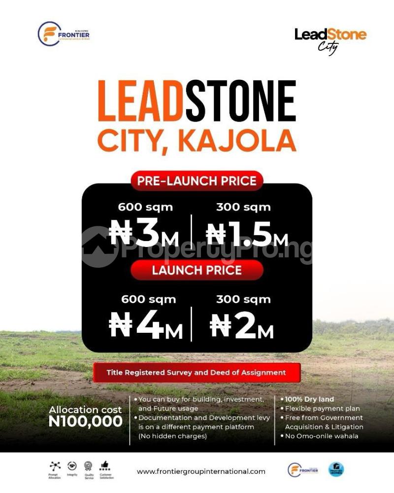 Land for sale Lead Stone City Estate, Kajola Town, Behind International Brewery.. Sagamu Sagamu Ogun
