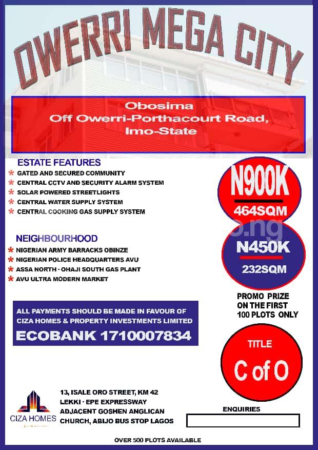 Land for sale Owerri Imo