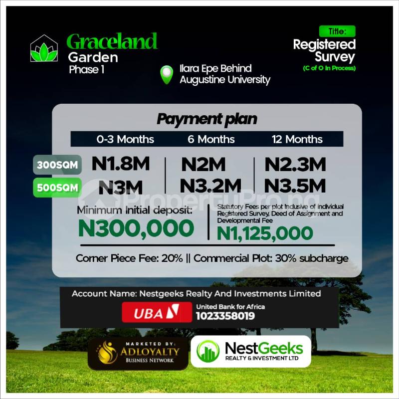Land for sale Ilara/ Graceland Garden Estate/ Behind Saints Augustine University Epe Lagos